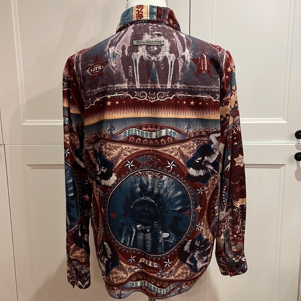 JEAN PAUL GAULTIER, Very rare 90s X-Ray Native American corduroy shirt,US 8 (42)